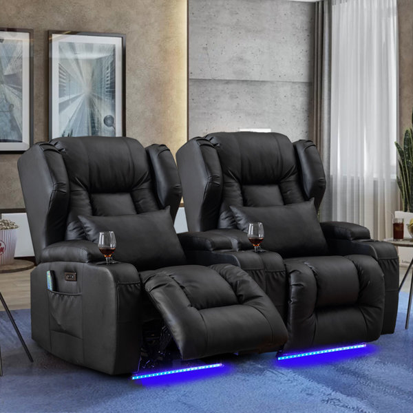 Ebern Designs Hrithika Leather Power Recliner Chair Home Theater